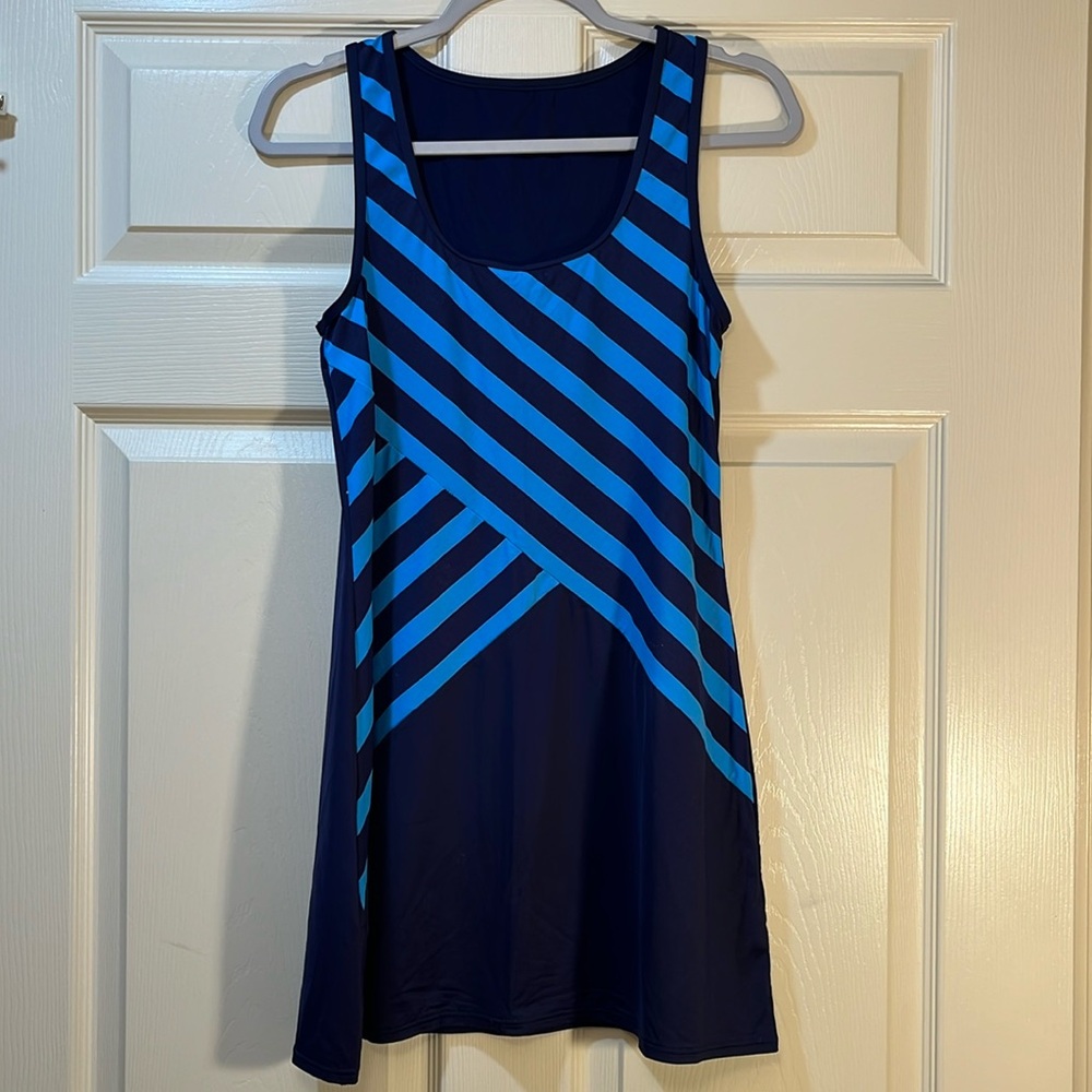 DKNY Swim Cover-Up Tank Dress Blue Nylon & Spandex Size XS Stretch Excellent